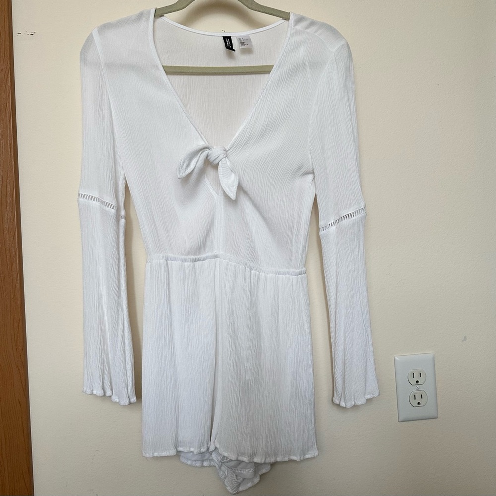 Divided White Long Sleeved Romper